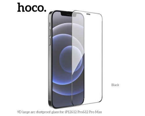 Захисне скло HOCO A34 9D Large Arc dustproof for iPhone 12/12Pro Black mag-6931474793584138638