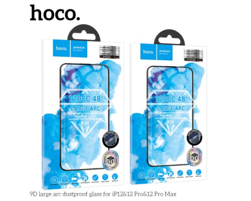 Захисне скло HOCO A34 9D Large Arc dustproof for iPhone 12/12Pro Black mag-6931474793584138638