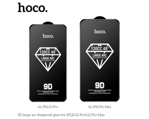 Захисне скло HOCO A34 9D Large Arc dustproof for iPhone 12/12Pro Black mag-6931474793584138638