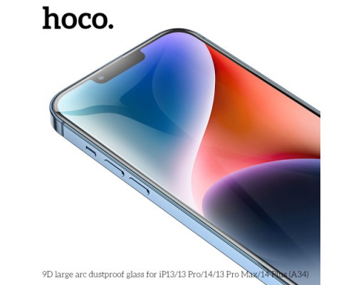 Захисне скло HOCO A34 9D Large Arc dustproof for iPhone 13/13Pro/14 Black mag-6931474793607138114