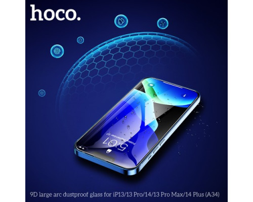 Захисне скло HOCO A34 9D Large Arc dustproof for iPhone 13/13Pro/14 Black mag-6931474793607138114