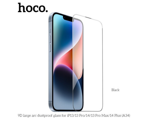 Захисне скло HOCO A34 9D Large Arc dustproof for iPhone 13/13Pro/14 Black mag-6931474793607138114