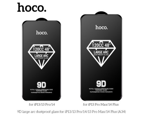 Захисне скло HOCO A34 9D Large Arc dustproof for iPhone 13/13Pro/14 Black mag-6931474793607138114