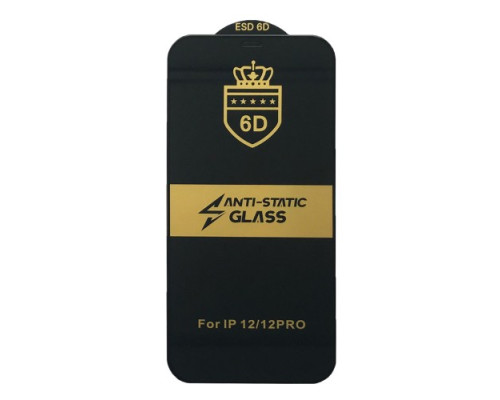 Захисне скло 6D Anti-static for iPhone 12 /12 Pro (6.1'') чорне тех. пак. mag-2000001250891131540