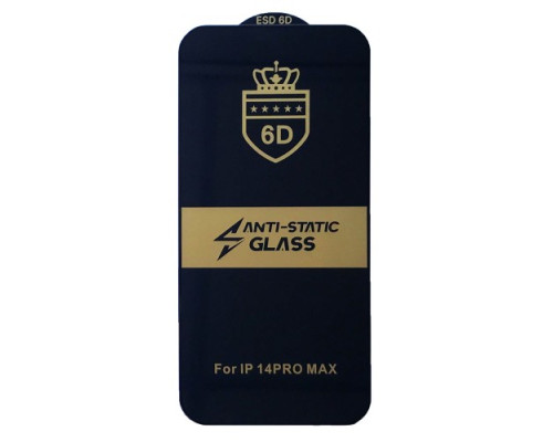 Захисне скло 6D Anti-static for iPhone 14 Pro Max чорне тех упаковка mag-200000139899946197
