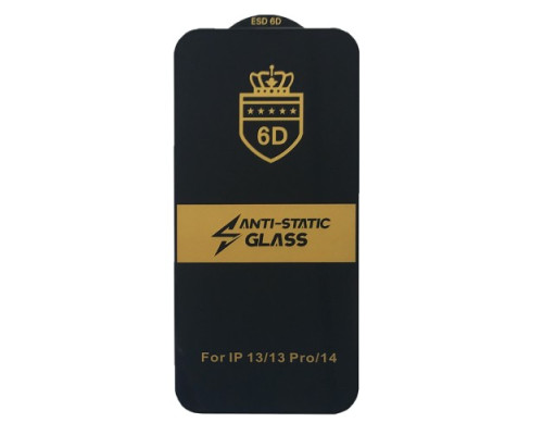 Захисне скло 6D Anti-static for iPhone 13 /13 Pro/14/16e чорне тех упаковка mag-200000133845254052