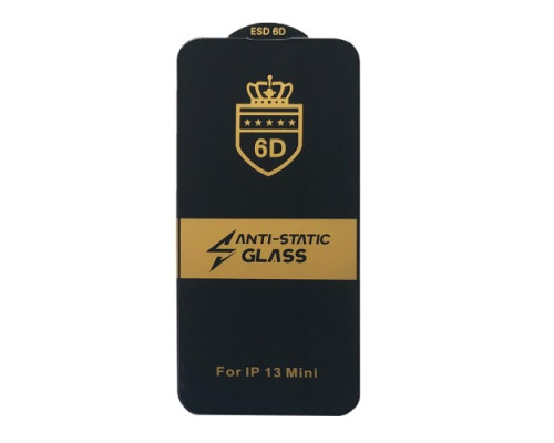 Захисне скло 6D Anti-static for iPhone 13 mini (5.4'') чорне тех. пак. mag-2000001338469117822