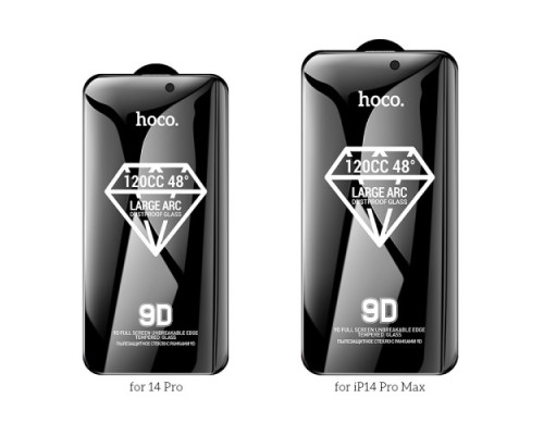 Захисне скло HOCO A34 Plus 9D Large Arc Anti-spy dustproof for iPhone 14 Pro Black mag-694200760469734957