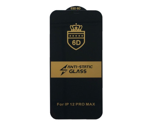 Захисне скло 6D Anti-static for iPhone 12 Pro Max чорне тех. пак. mag-2000001250969143023