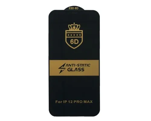 Захисне скло 6D Anti-static for iPhone 12 Pro Max чорне тех. пак. mag-20000012509695980