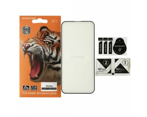 Захисне скло BOROFONE for iPhone 15 Pro чорне mag-200000147991935029