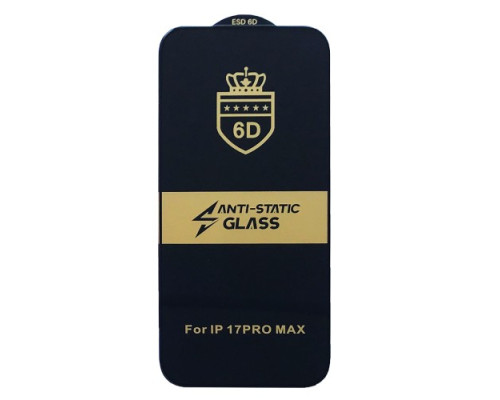 Захисне скло 6D Anti-static for iPhone 17 Pro Max чорне тех пак mag-2000001614686142664