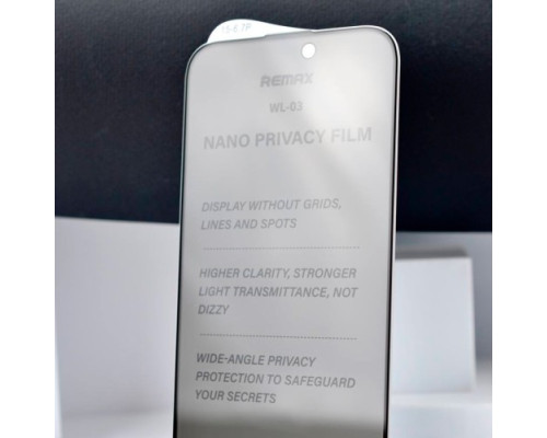 Захисне скло Remax WL-03 Future Ultra-soft Series Privacy for iPhone 15 Pro чорне mag-695485121964458829