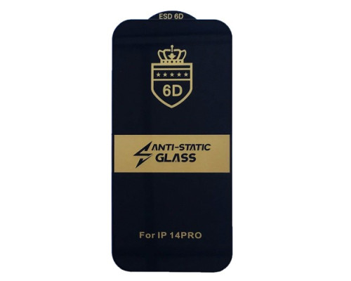 Захисне скло 6D Anti-static for iPhone 14 Pro чорне тех пак mag-2000001399019143024