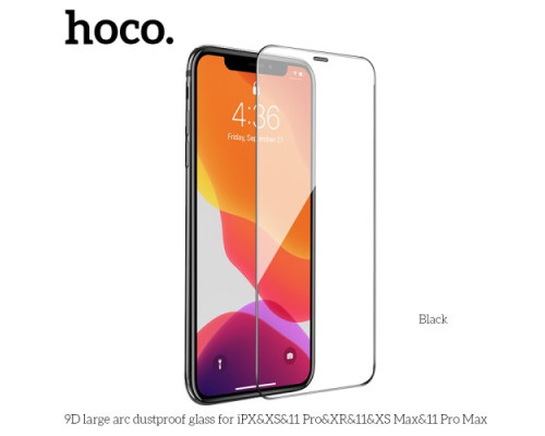 Захисне скло HOCO A34 9D Large Arc dustproof for iPhone Xr/11 Black mag-6931474793560131805