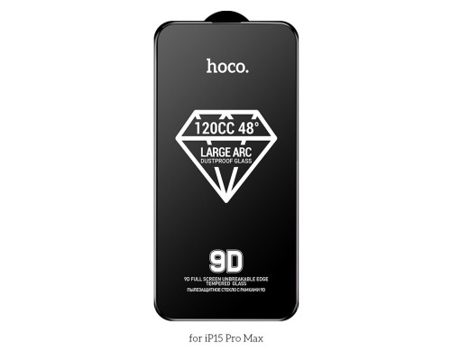 Захисне скло HOCO 9D large arc dustproof glass for iP15 Pro Max(A34) Black (6942007607469)