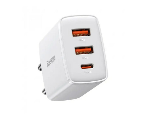 Мережевий зарядний пристрій Baseus Compact Quick Charger 2U+C 30W EU White (CCXJ-E02)