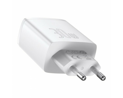 Мережевий зарядний пристрій Baseus Compact Quick Charger 2U+C 30W EU White (CCXJ-E02)