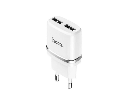 Мережевий зарядний пристрій HOCO C12 Smart dual USB charger 12W White (6957531047759)