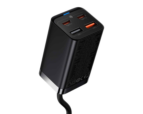 Мережевий зарядний пристрій Baseus GaN3 Pro Desktop Fast Charger 2C+2U 65W (Cable Type-C to Type-C 100W(20V/5A) 1m) Black (CCGP040101)