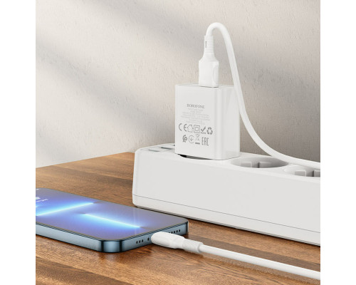 Мережевий зарядний пристрій BOROFONE BA74A Aspirer single port charger set(iP) White (BA74ALW)