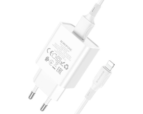 Мережевий зарядний пристрій BOROFONE BA74A Aspirer single port charger set(iP) White (BA74ALW)