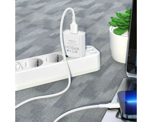 Мережевий зарядний пристрій BOROFONE BA74A Aspirer single port charger set(iP) White (BA74ALW)