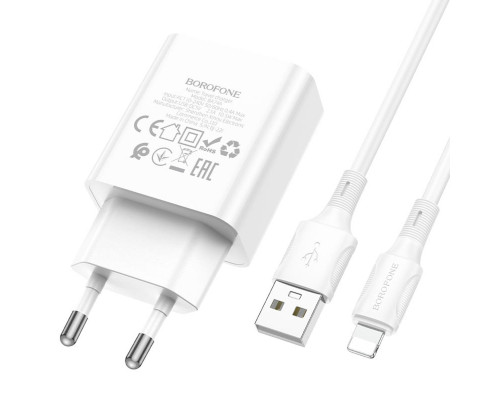 Мережевий зарядний пристрій BOROFONE BA74A Aspirer single port charger set(iP) White (BA74ALW)