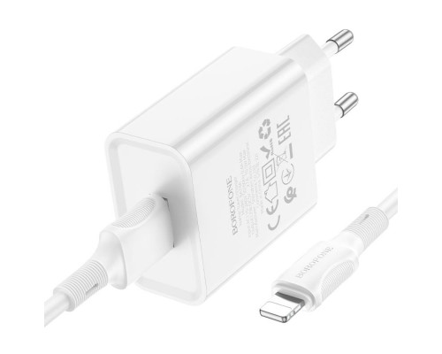 Мережевий зарядний пристрій BOROFONE BA74A Aspirer single port charger set(iP) White (BA74ALW)