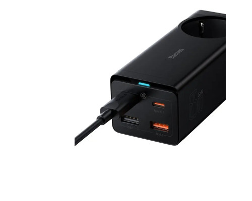 Мережевий зарядний пристрій Baseus GaN3 Pro Desktop Powerstrip AC+2U+2C 65W EU Black(Include：Baseus Xiaobai series fast charging Cable Type-C to Type (PSZM000901)