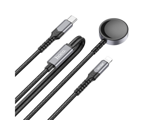 Бездротовий зарядний пристрій HOCO CW54 2-in-1 charging cable iP+iWatch Black (6942007611381 )