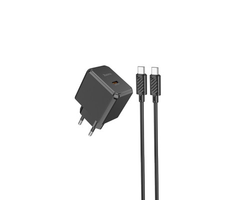 Мережевий зарядний пристрій HOCO CS13A Ocean single port PD20W charger set(Type-C to Type-C) Black (6942007603843)