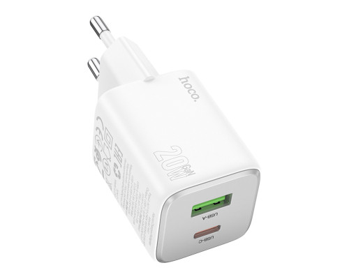 Мережевий зарядний пристрій HOCO N41 Almighty PD20W+QC3.0 charger White (6942007617031)