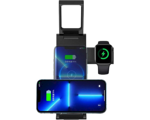 Бездротовий зарядний пристрій Usams US-CD181 15W 3in1 Folding Wireless Charging Stand With Table Lamp (CD181WXC01)