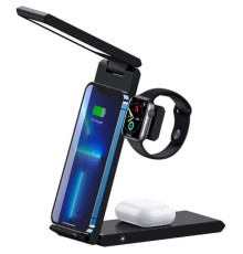 Бездротовий зарядний пристрій Usams US-CD181 15W 3in1 Folding Wireless Charging Stand With Table Lamp (CD181WXC01)