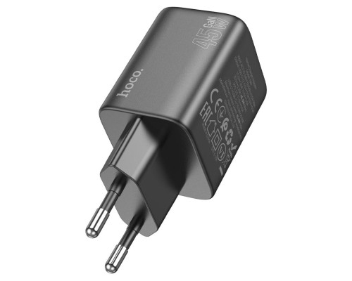 Мережевий зарядний пристрій HOCO N42 Elogiado dual-port PD45W(2C) charger set(C to iP) Black (6942007617109)