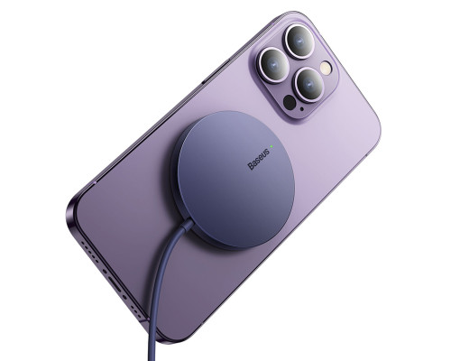Бездротовий зарядний пристрій Baseus Simple Mini3 Magnetic Wireless Charger 15W Dusty Purple (CCJJ040205)