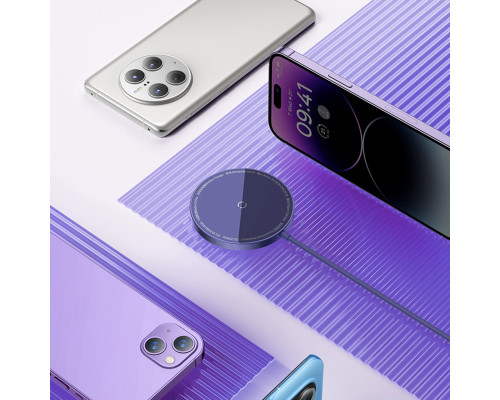 Бездротовий зарядний пристрій Baseus Simple Mini3 Magnetic Wireless Charger 15W Dusty Purple (CCJJ040205)