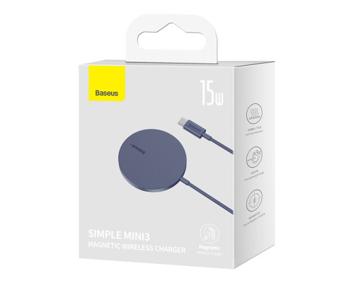 Бездротовий зарядний пристрій Baseus Simple Mini3 Magnetic Wireless Charger 15W Dusty Purple (CCJJ040205)