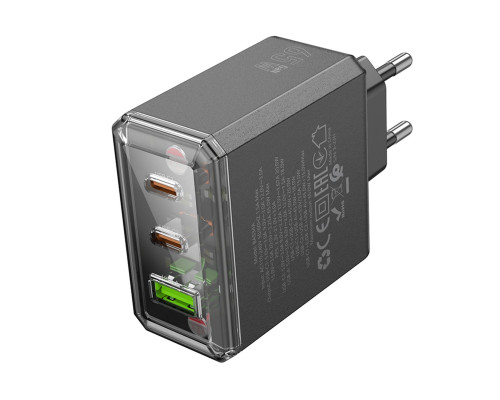 Мережевий зарядний пристрій BOROFONE BAS34A Treasure PD65W(2C1A) charger(EU) Black (6941991110740)