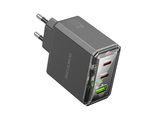 Мережевий зарядний пристрій BOROFONE BAS34A Treasure PD65W(2C1A) charger(EU) Black (6941991110740)