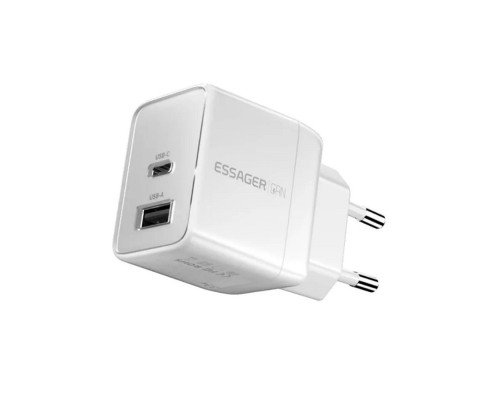 Мережевий зарядний пристрій ESSAGER ECT33W Gan 1USB 1T-C 33W white (ECT33W-LJB02-Z)