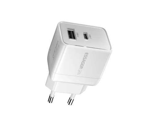Мережевий зарядний пристрій ESSAGER ECT33W Gan 1USB 1T-C 33W white (ECT33W-LJB02-Z)