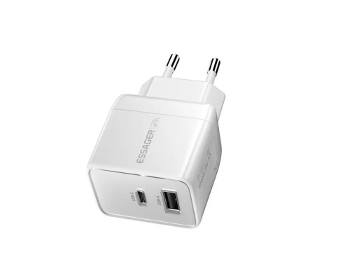 Мережевий зарядний пристрій ESSAGER ECT33W Gan 1USB 1T-C 33W white (ECT33W-LJB02-Z)
