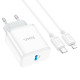 Мережевий зарядний пристрій HOCO C104A Stage single port PD20W charger set (C to iP)(EU) White (6931474782908)
