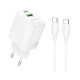 Мережевий зарядний пристрій BOROFONE BN27 Fuente PD20W+QC3.0 charger set (C to C) (EU) White (6941991120282)