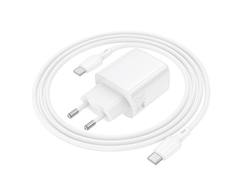Мережевий зарядний пристрій BOROFONE BN27 Fuente PD20W+QC3.0 charger set (C to C) (EU) White (6941991120282)