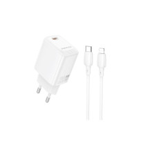 Мережевий зарядний пристрій BOROFONE BN26 Fuente single-port PD20W charger set (C to iP) (EU) White (6941991120244)