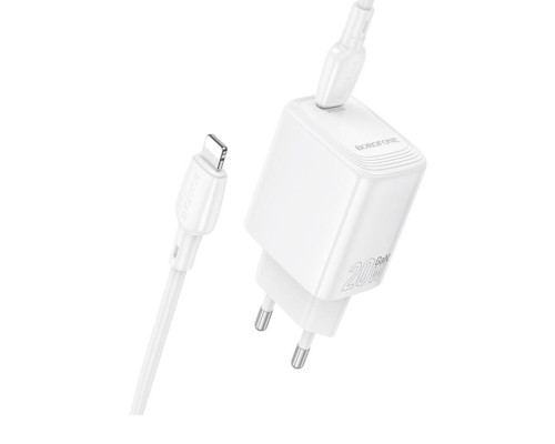 Мережевий зарядний пристрій BOROFONE BN26 Fuente single-port PD20W charger set (C to iP) (EU) White (6941991120244)