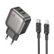 Мережевий зарядний пристрій BOROFONE BAS55A Absolute PD30W+QC3.0 charger set (C to iP) (EU) Black (6941991116247)